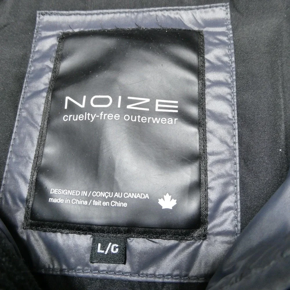Noize Jacket Mens Large Gray Hooded Puffer Full Zip Cruelty Free Vegan Outdoor